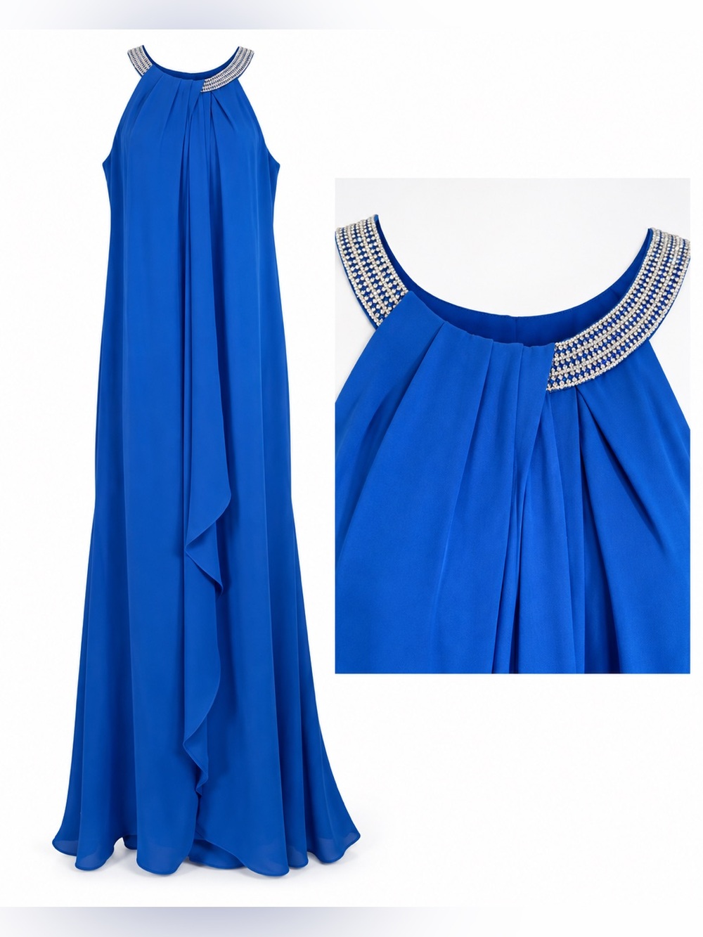 R&M Richards Scarf Halter Dress in Royal blue 16